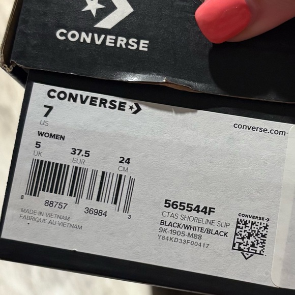 Converse Black White Shoreline Sneakers Slip On 7 Chuck Taylor All Star - Picture 7 of 7